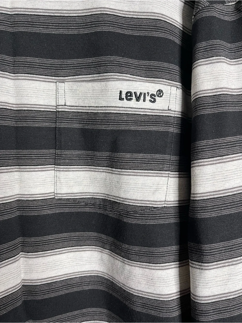 Levi's Black and White Striped Long Sleeve Tee